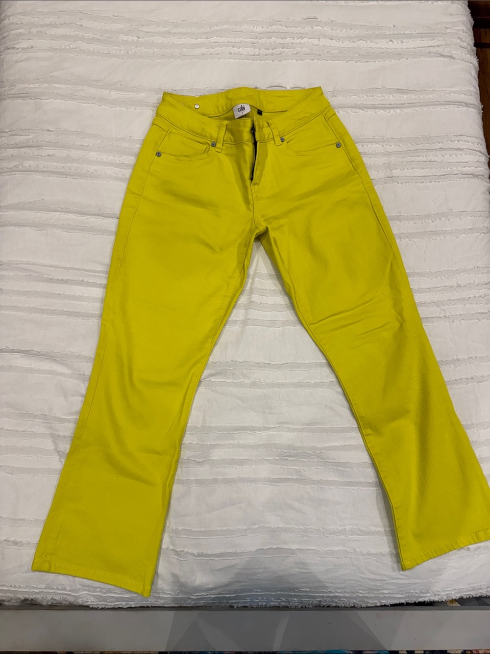 CAbi Women’s Ankle Cropped Jeans in Bright Yellow